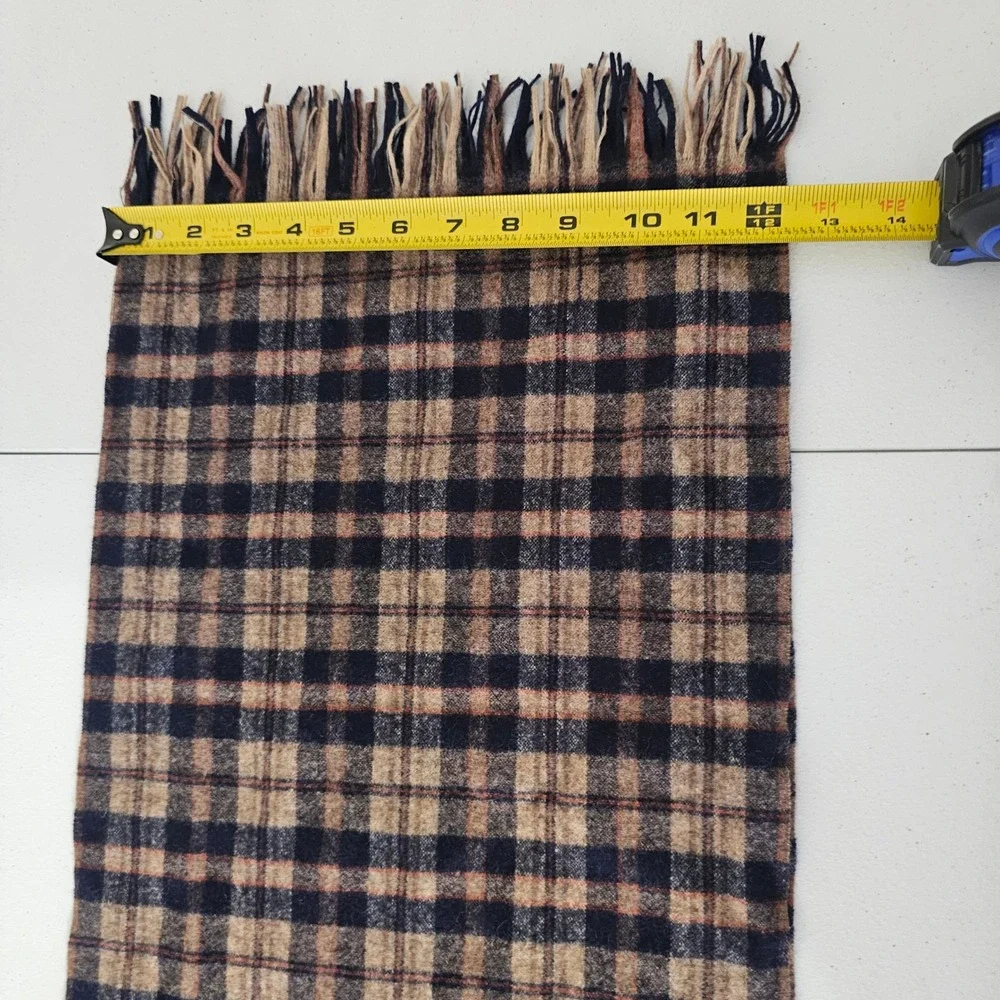 Vintage 70s Pendleton 100% Virgin Wool Plaid Fringe Scarf Preppy USA Heritage